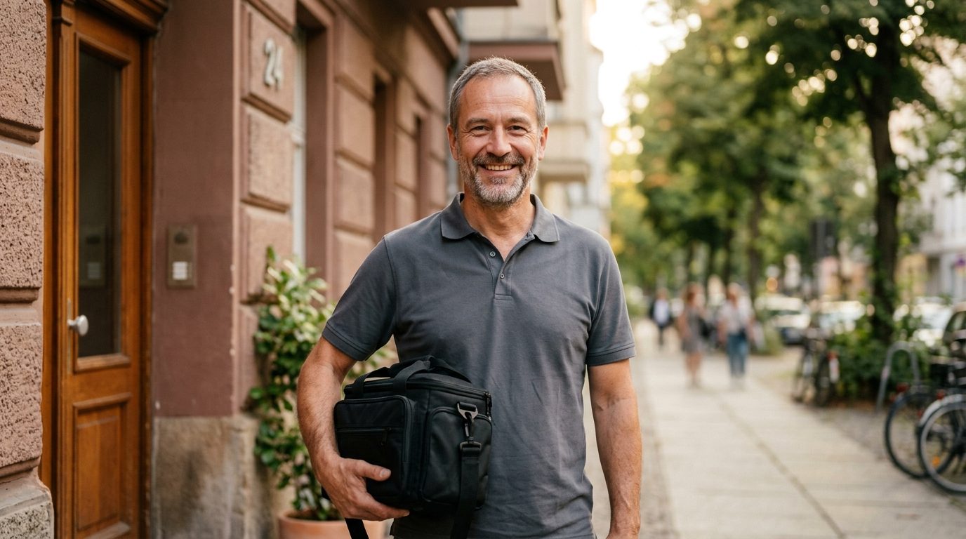 Sanitätshaus-Mitarbeiter beim Hausbesuch